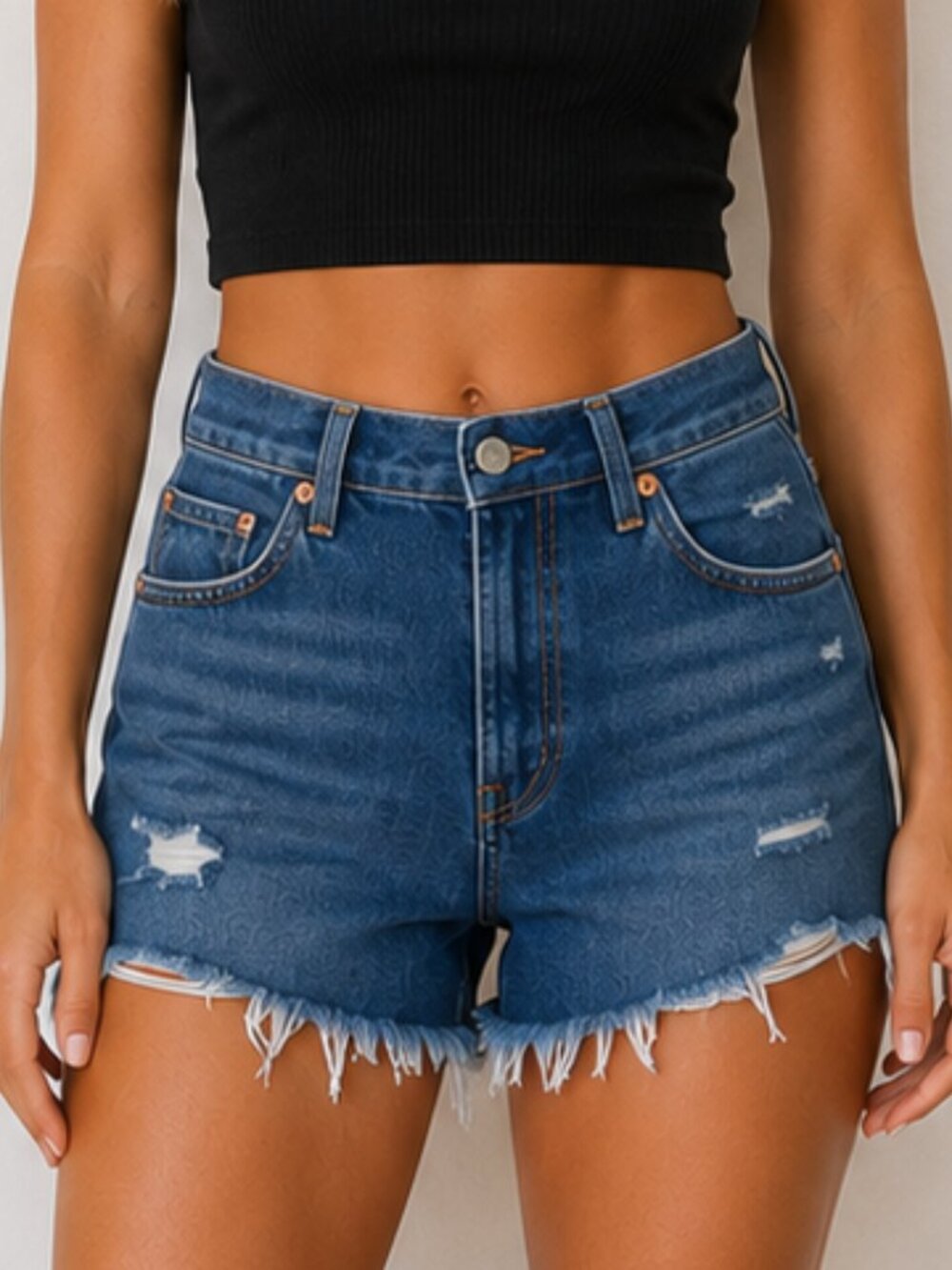 Levi's Ribcage High Rise Distressed Denim Shorts Size 29